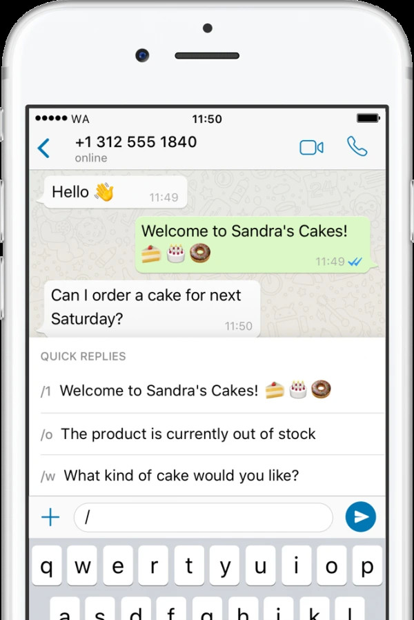 Fitur balas cepat otomatis dari whatsapp business