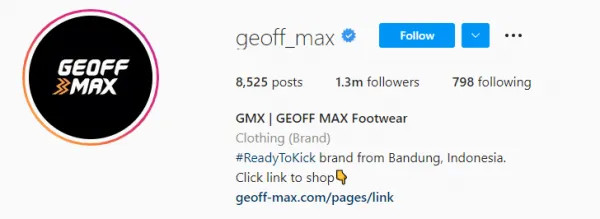 contoh bio instagram bisnis oleh geoff max